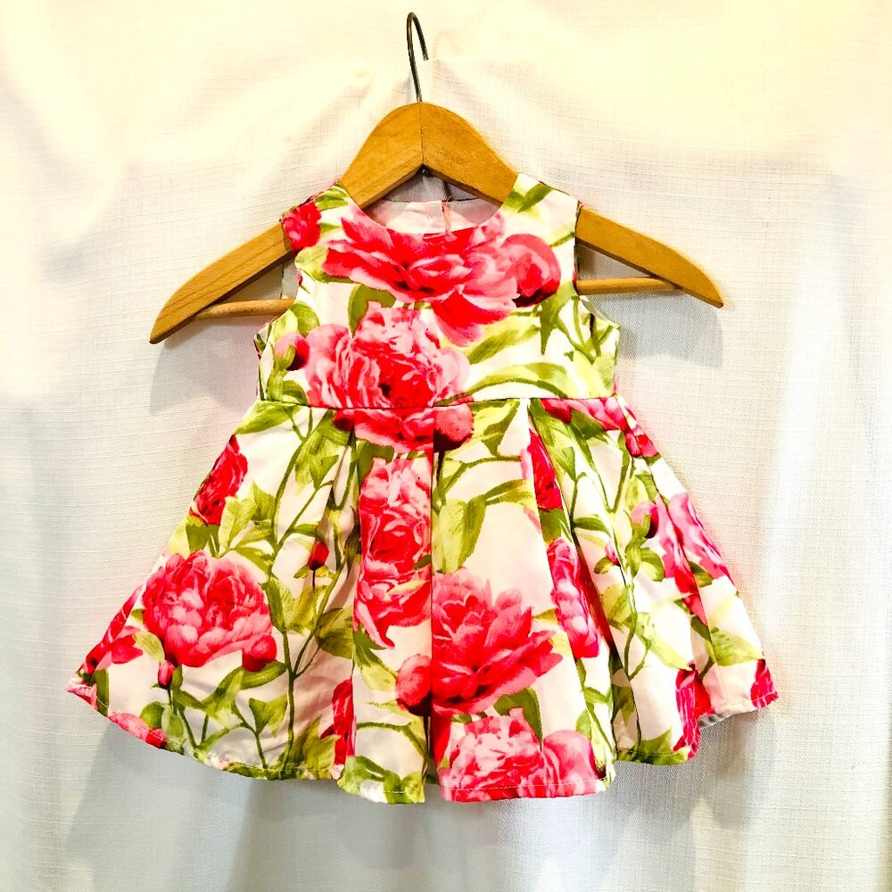 The Children's Place Baby Girl Dress Big Pink Floral Print Size 6-9 Months